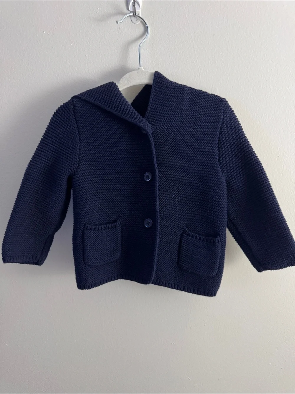 GAP Navy Knit Hooded Cardigan Jacket for Kids